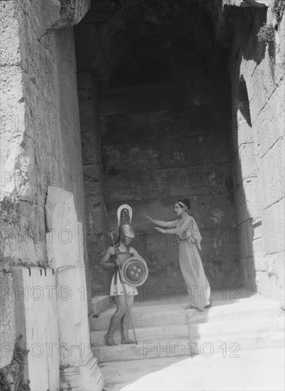 Kanellos dance group at ancient sites in Greece, 1929 Creator: Arnold Genthe.