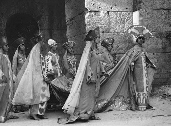 Kanellos dance group at ancient sites in Greece, 1929 Creator: Arnold Genthe.