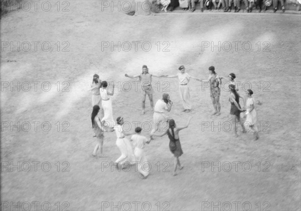 Kanellos dance group at ancient sites in Greece, 1929 Creator: Arnold Genthe.