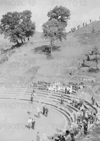 Kanellos dance group at ancient sites in Greece, 1929 Creator: Arnold Genthe.