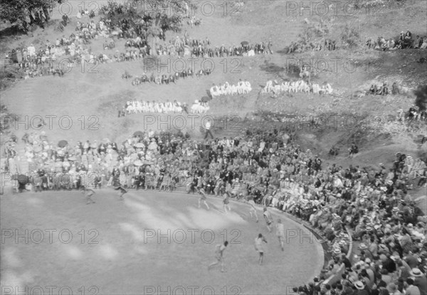 Kanellos dance group at ancient sites in Greece, 1929 Creator: Arnold Genthe.