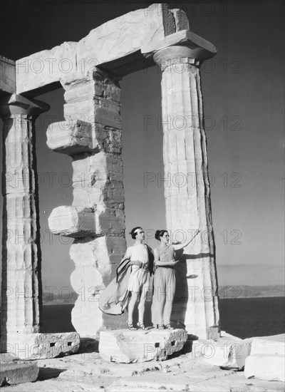 Kanellos dance group at ancient sites in Greece, 1929 Creator: Arnold Genthe.