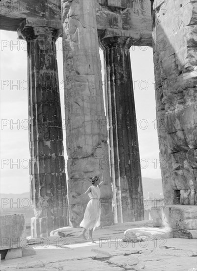 Kanellos dance group at ancient sites in Greece, 1929 Creator: Arnold Genthe.