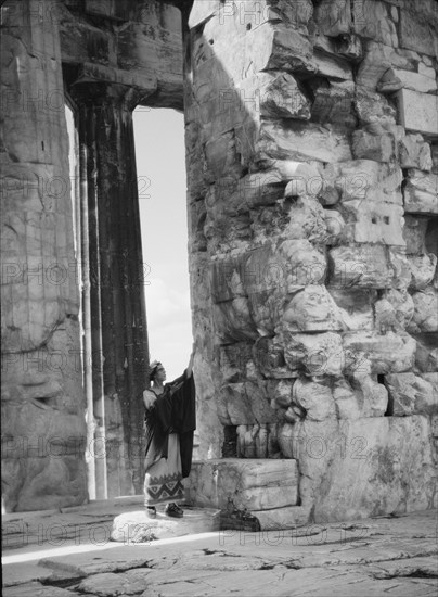 Kanellos dance group at ancient sites in Greece, 1929 Creator: Arnold Genthe.