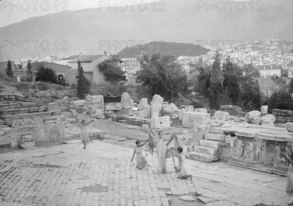 Kanellos dance group at ancient sites in Greece, 1929 Creator: Arnold Genthe.