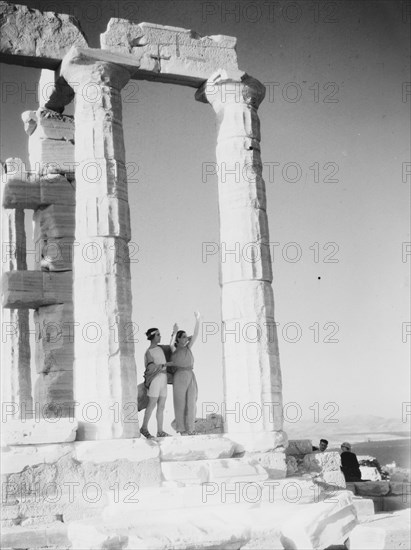 Kanellos dance group at ancient sites in Greece, 1929 Creator: Arnold Genthe.