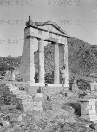 Kanellos dance group at ancient sites in Greece, 1929 Creator: Arnold Genthe.