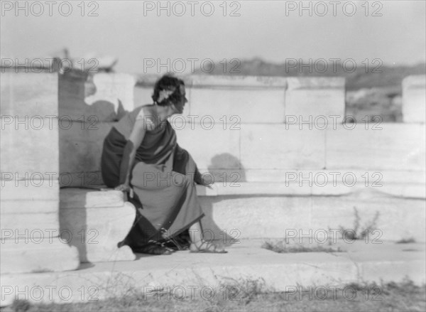 Kanellos dance group at ancient sites in Greece, 1929 Creator: Arnold Genthe.