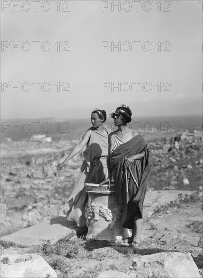 Kanellos dance group at ancient sites in Greece, 1929 Creator: Arnold Genthe.