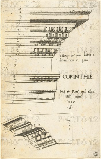 Entablature from the Church of Saint Bibiana, Rome, 1537. Creator: Master PS.