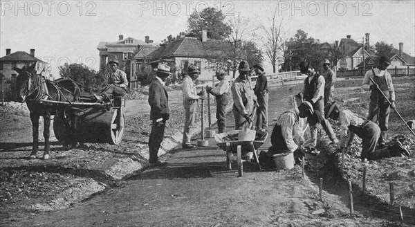 Road-building by Tuskegee students, 1904. Creator: Frances Benjamin Johnston.