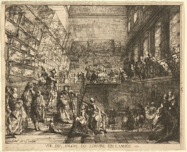 Vue du Salon du Louvre en l'annee 1753, 1753. Creator: Gabriel de Saint-Aubin.