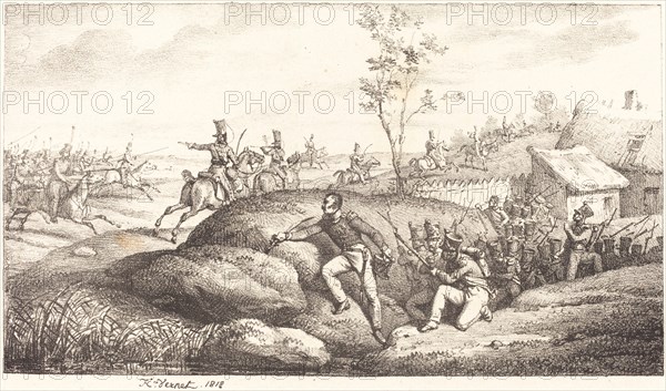 Infantry Ambush against the Cossacks, 1818. Creator: Emile Jean-Horace Vernet.