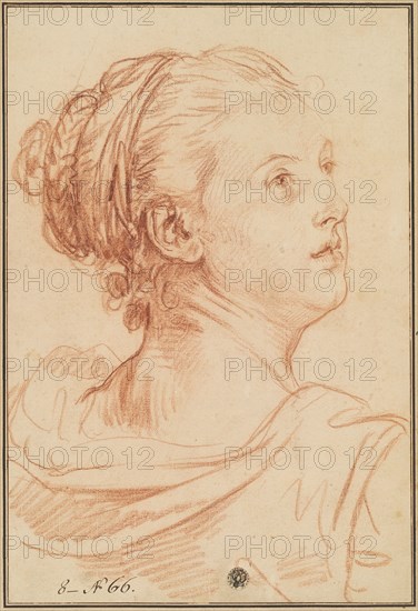 Head of a Woman Looking Back Over Her Shoulder. Creator: Jean-Baptiste Greuze.