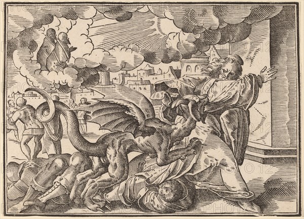 The Four Horsemen of the Apocalypse, published 1630. Creator: Christoph Maurer.