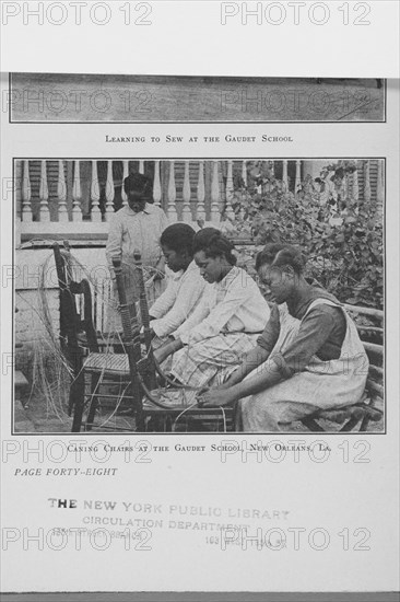 Caning chairs at the Gaudet School New Orleans, La., (1923?). Creator: Unknown.