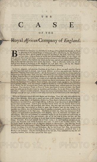 The case of the Royal African Company of England, 1747-04-30. Creator: Unknown.