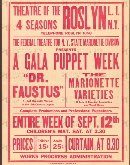 Poster from Roslyn production of Power (Roslyn, NY), [1930s] . Creator: Unknown.