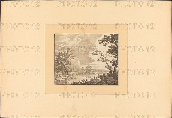 Landscape with River and Town, published 1782. Creator: Maria Catharina Prestel.