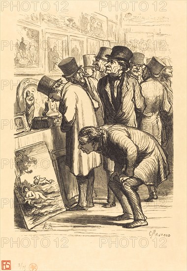 Une Salle de l'hotel Drouot un jour d'exposition, 1862. Creator: Charles Maurand.