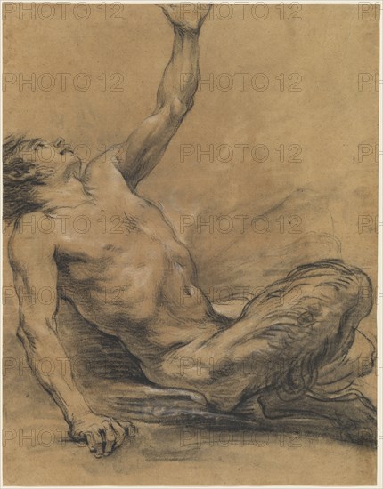 Seated Satyr Leaning Backward [recto], 1758/1765. Creator: Jean-Baptiste Deshays.