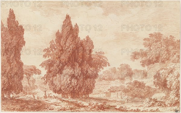 A Stand of Cypresses in an Italian Park, c. 1760. Creator: Jean-Honore Fragonard.