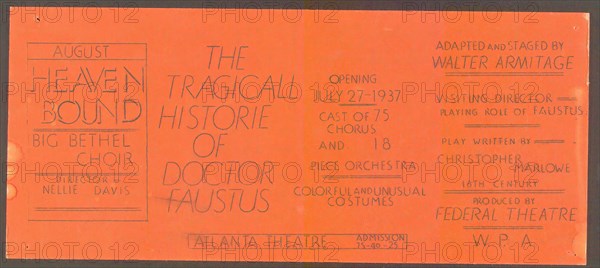 Poster from Atlanta production of Dr. Faustus (Theater), [193-]. Creator: Unknown.