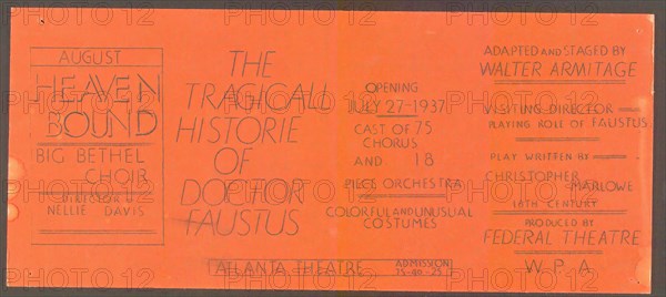 Poster from Atlanta production of Dr. Faustus (Theater), [193-]. Creator: Unknown.