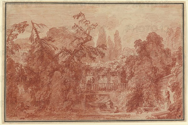 Terrace and Garden of an Italian Villa, 1762/1763. Creator: Jean-Honore Fragonard.