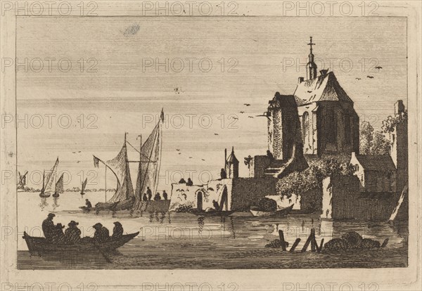 Church in an Inlet with Rowboat in the Foreground. Creator: Franz Edmund Weirotter.