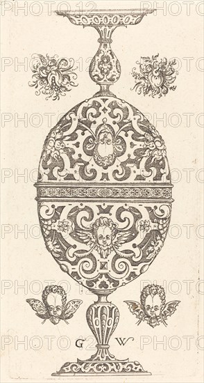 Two small goblets superimposed in reverse, published 1579. Creator: Georg Wechter I.