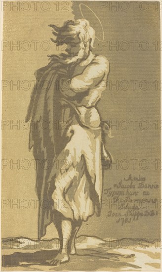 Male Saint Standing, with Folded Arms, Facing to the Left, 1781. Creator: John Skippe.