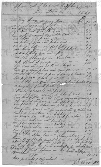 Aprais [Appraisal]; Bill of the Estate of John Epperson, 1817-10-12. Creator: Unknown.