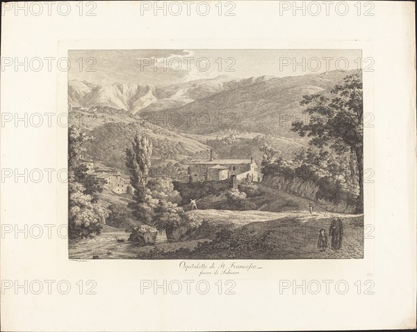 Ospitaletto di San Francesco, fuori di Subiaco, c. 1795. Creator: Jacob Wilhelm Mechau.