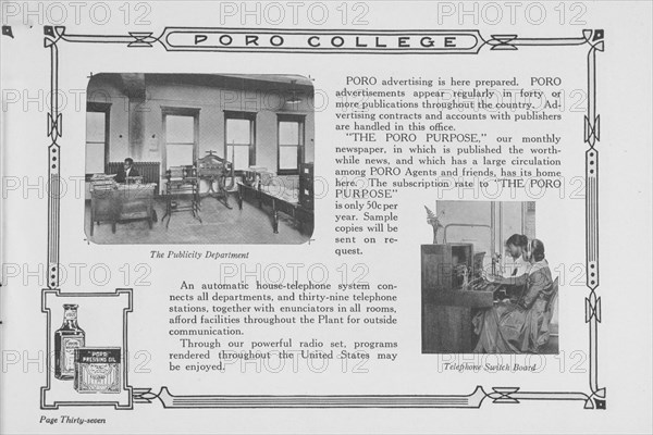 Poro College; The publicity department; Telephone switch board, 1922. Creator: Unknown.