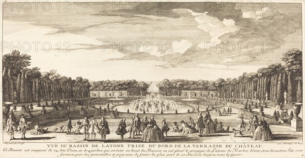 Vue du Bassin de Latone Prise du Bord de la Terrasse du Chateau. Creator: Jacques Rigaud.