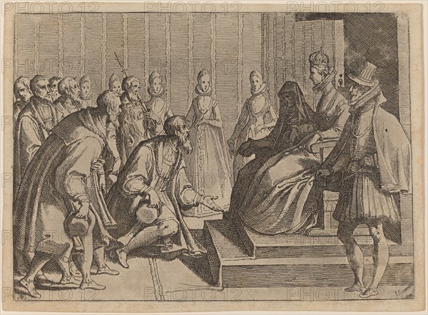 Margaret of Austria Giving Audience to a Nobleman, 1612. Creator: Raffaello Schiaminossi.