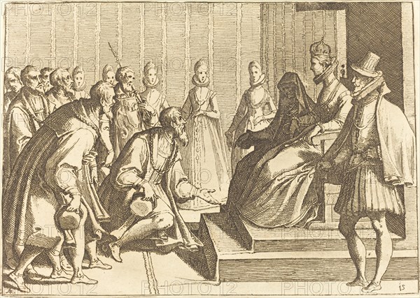 Margaret of Austria Giving Audience to a Nobleman, 1612. Creator: Raffaello Schiaminossi.