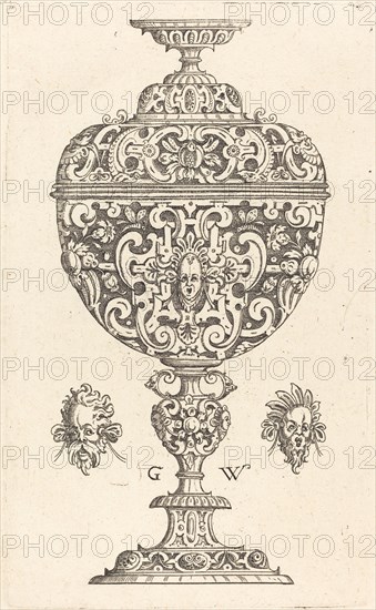 Goblet decorated with a masque with open mouth, published 1579. Creator: Georg Wechter I.