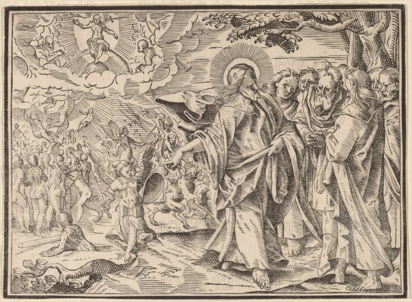 Christ Tells His Disciples of the Last Judgment, published 1630. Creator: Christoph Maurer.