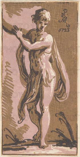 A Standing Youth Gesturing to His Right, 1723. Creators: Anton Maria Zanetti, Parmigianino.