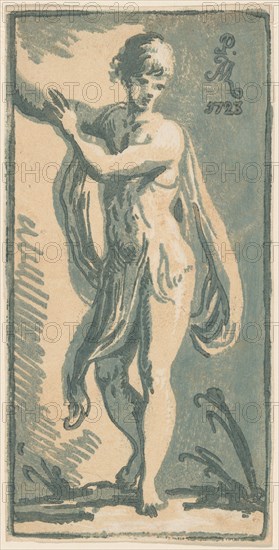 A Standing Youth Gesturing to His Right, 1723. Creators: Anton Maria Zanetti, Parmigianino.