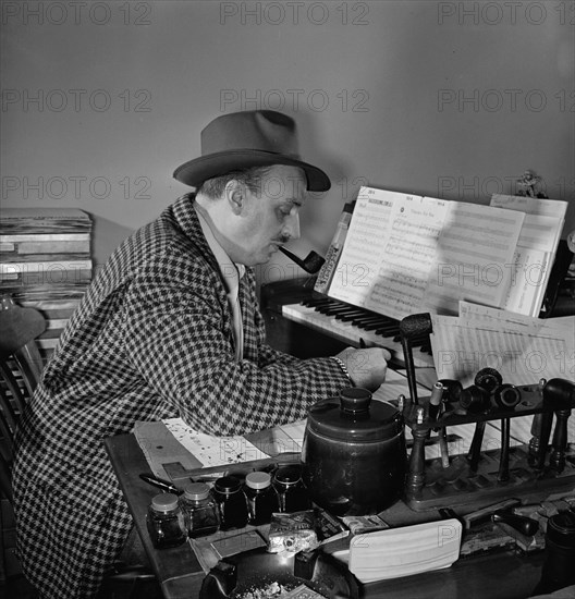 Portrait of Brick Fleagle in his home, New York, N.Y., 1946. Creator: William Paul Gottlieb.