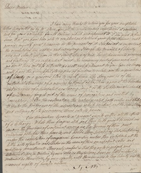 Autographed letter from James Ramsay to Catherine Macaulay, 1774-07.  Creator: James Ramsay.