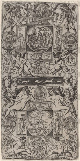 Ornament Panel with Orpheus and the Judgment of Paris, c. 1507. Creator: Nicoletto da Modena.