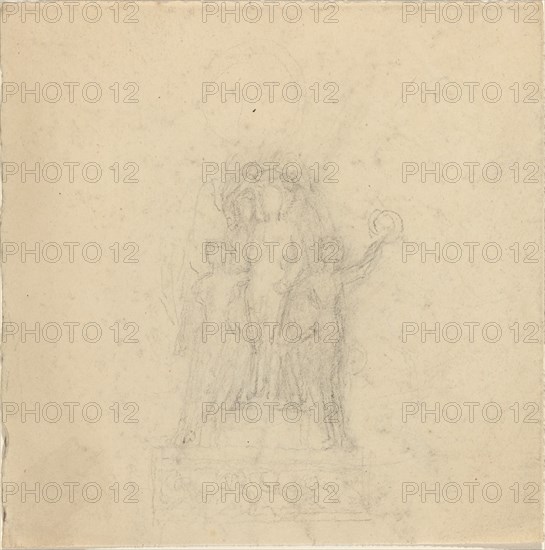 Studies for a Monument with the Crowning of a Figure [recto and verso]. Creator: John Flaxman.