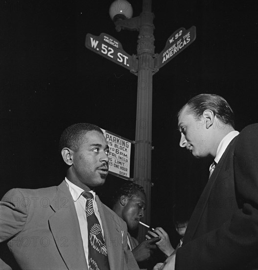 Portrait of Dizzy Gillespie, 52nd Street, New York, N.Y., 1946. Creator: William Paul Gottlieb.