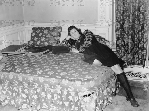 Portrait of Adele Girard, Turkish Embassy, Washington, D.C., 1938. Creator: William Paul Gottlieb.