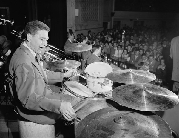 Portrait of Shelly Manne, Art Pepper, and Bob Gioga, 1947 or 1948. Creator: William Paul Gottlieb.