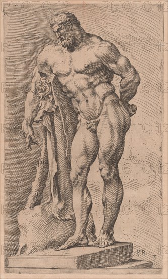The Farnese Hercules, three-quarter view turned to left [plate 3], 1638. Creator: François Perrier.